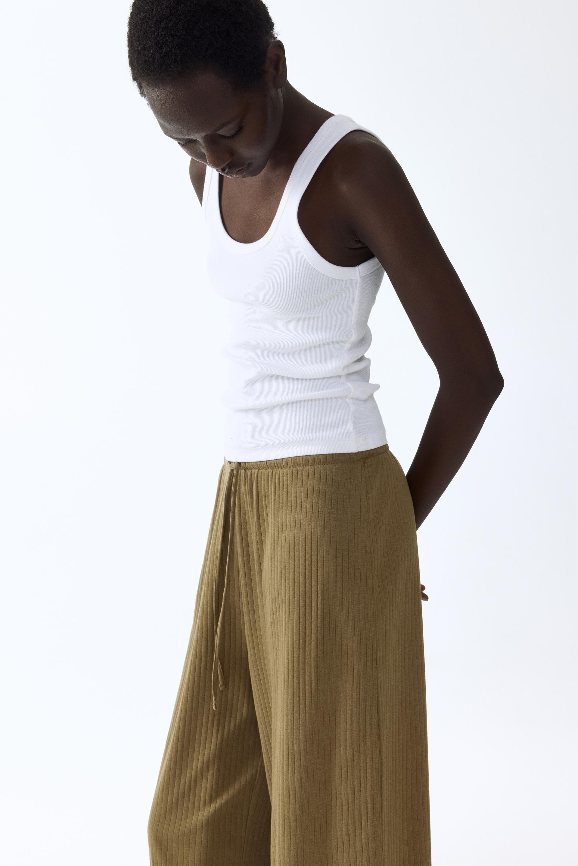 ribbed drawstring pants