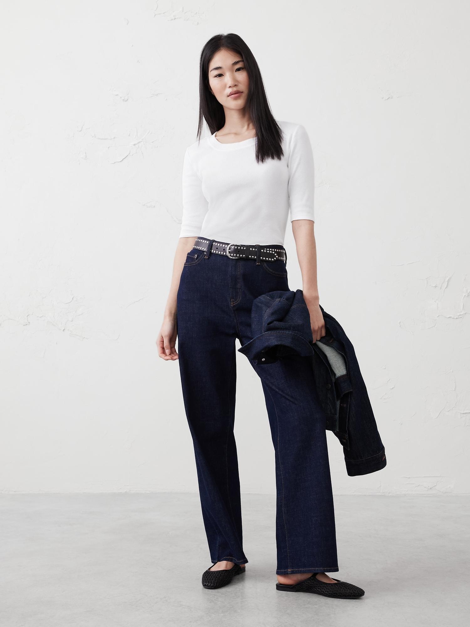 ribbed elbow-sleeve t-shirt