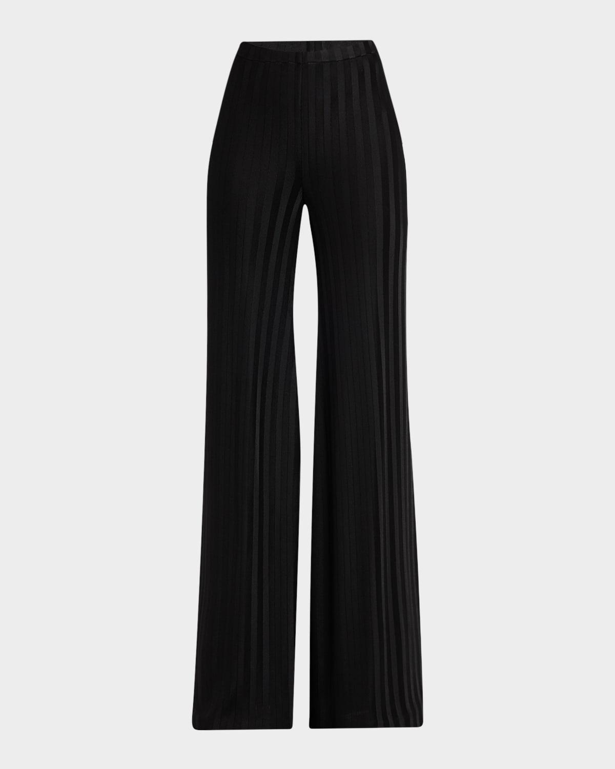 ribbed flare pull-on pants