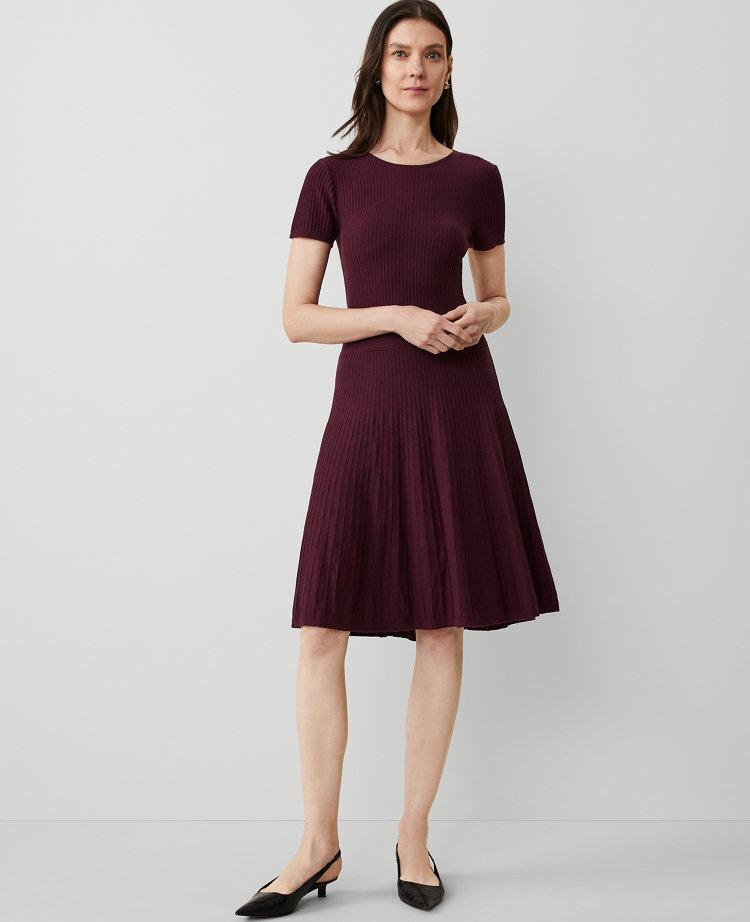 ribbed flare sweater dress