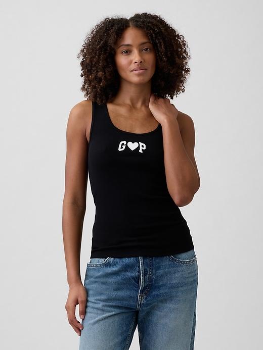 ribbed gap logo scoopneck tank top