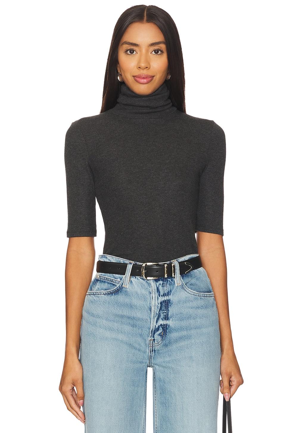 ribbed half sleeve turtleneck top