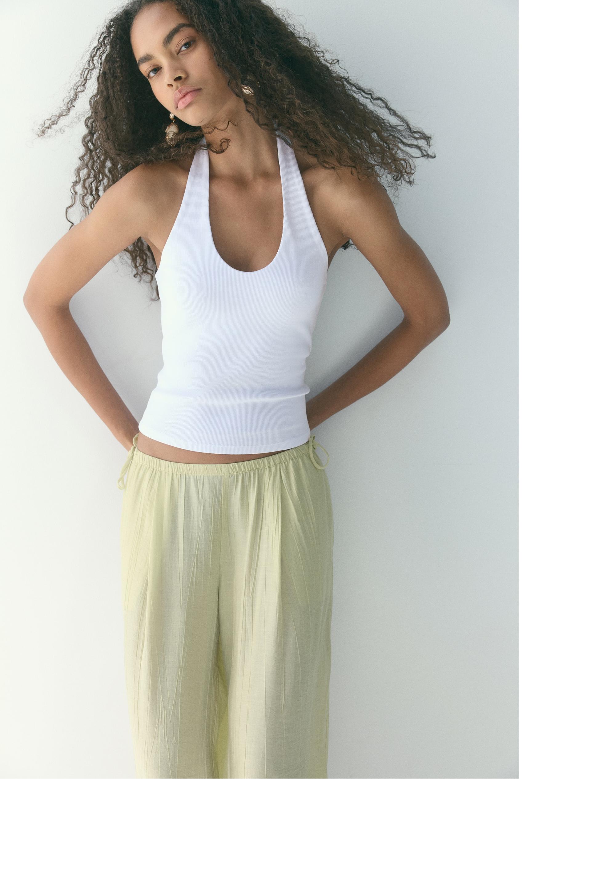 ribbed halterneck top