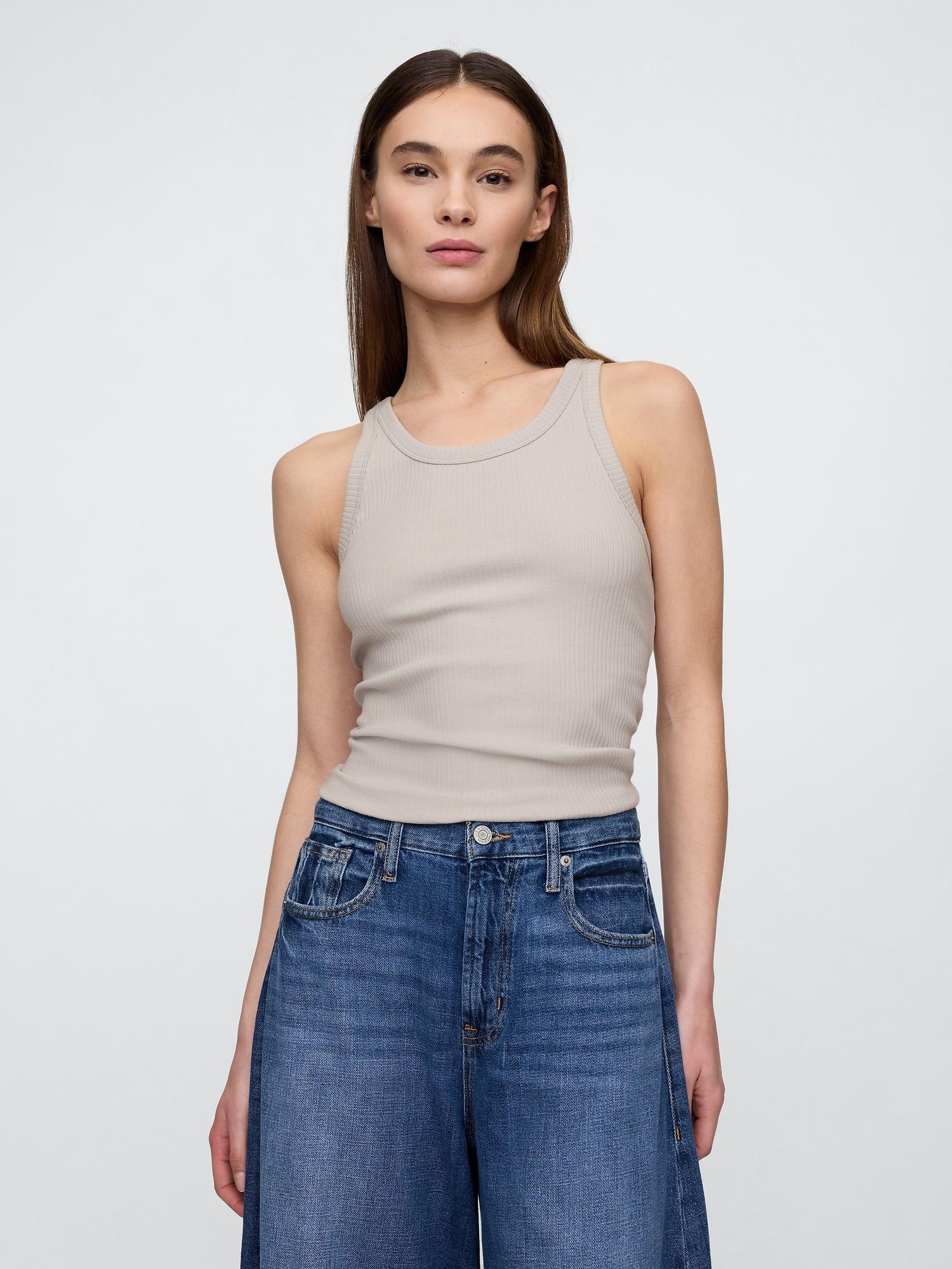 ribbed high-neck tank