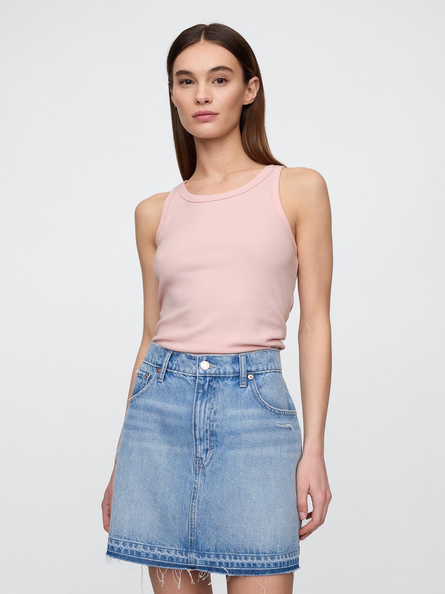ribbed high-neck tank