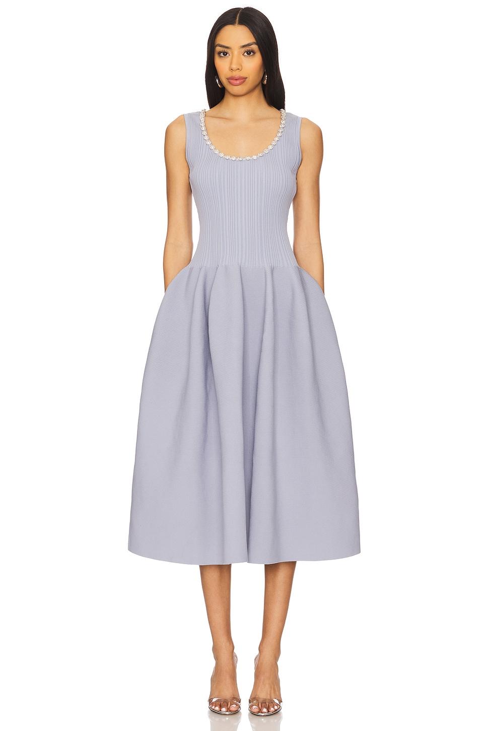 ribbed knit diamante midi dress