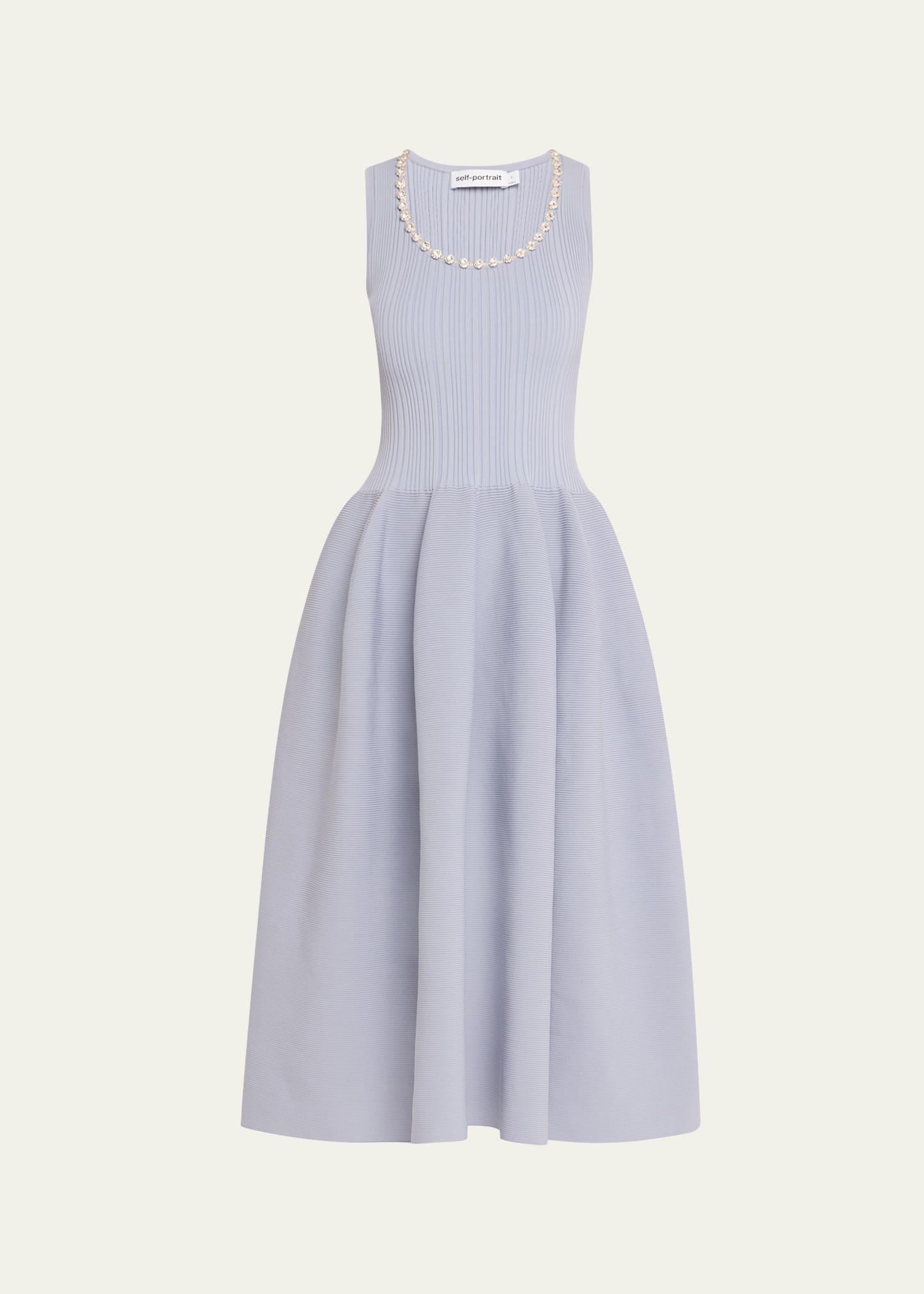 ribbed knit diamante midi dress