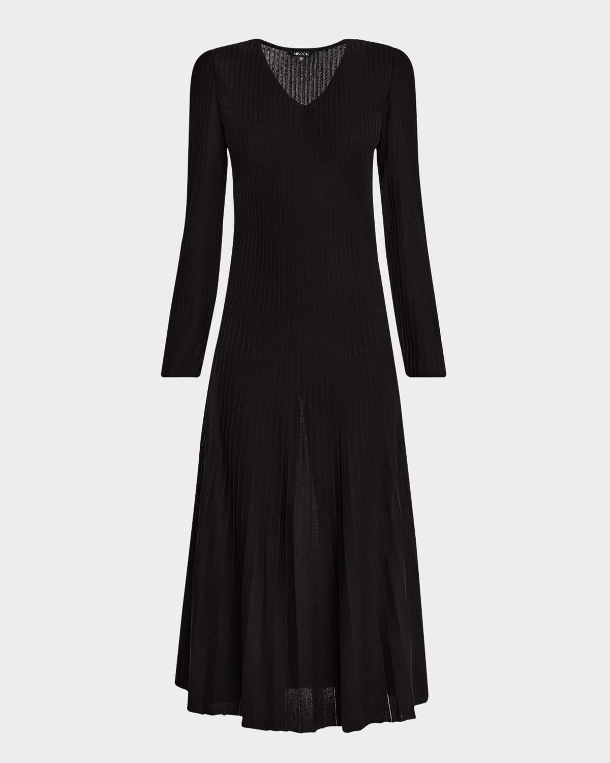 ribbed knit fit-&-flare midi dress - modern fit
