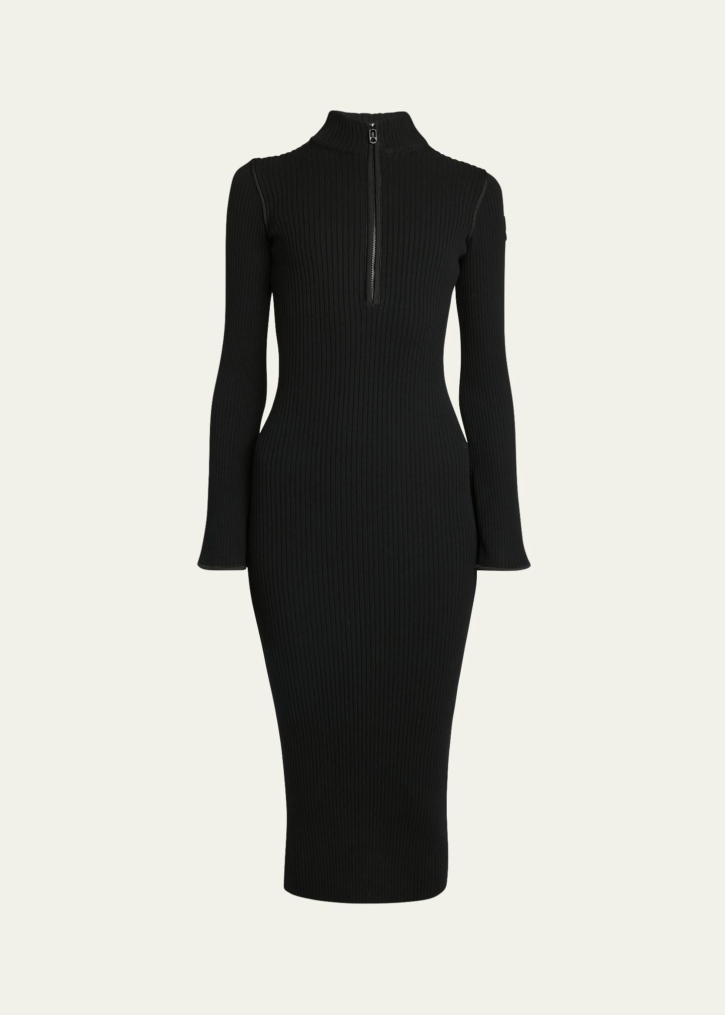 ribbed knit long-sleeve sweater dress