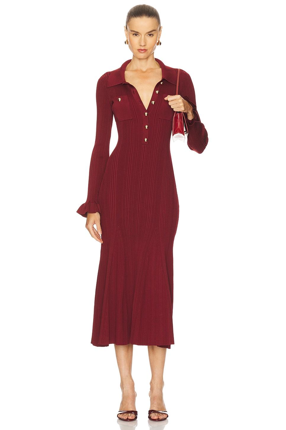 ribbed knit midi dress