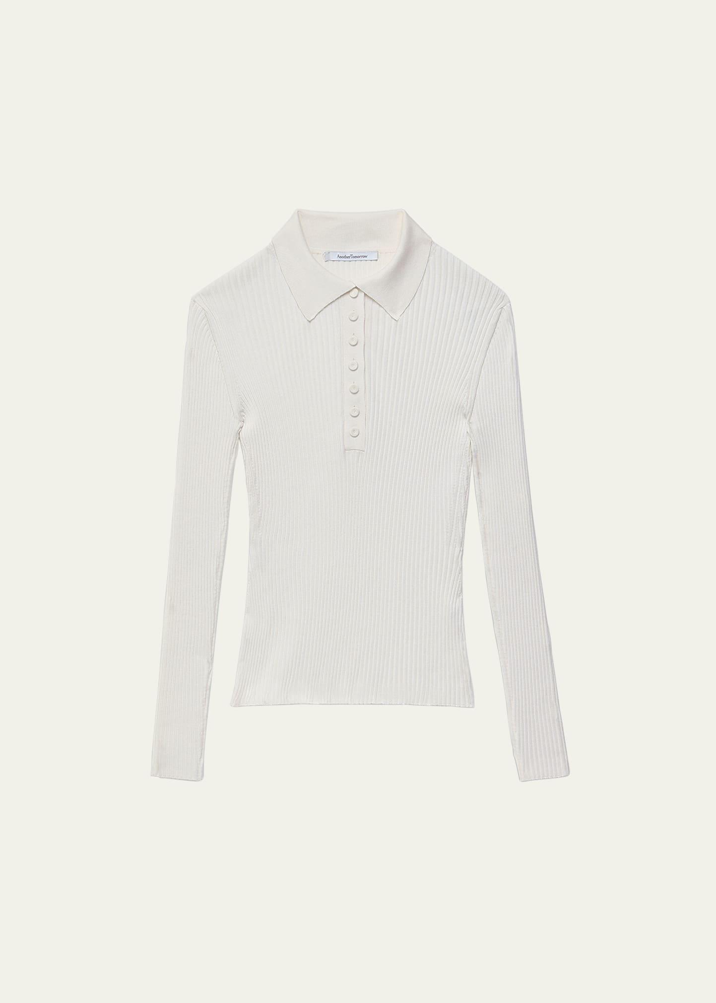 ribbed knit polo top