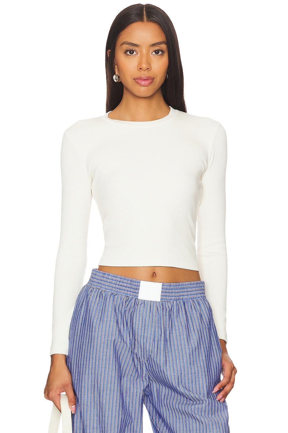 ribbed long sleeve structured tee