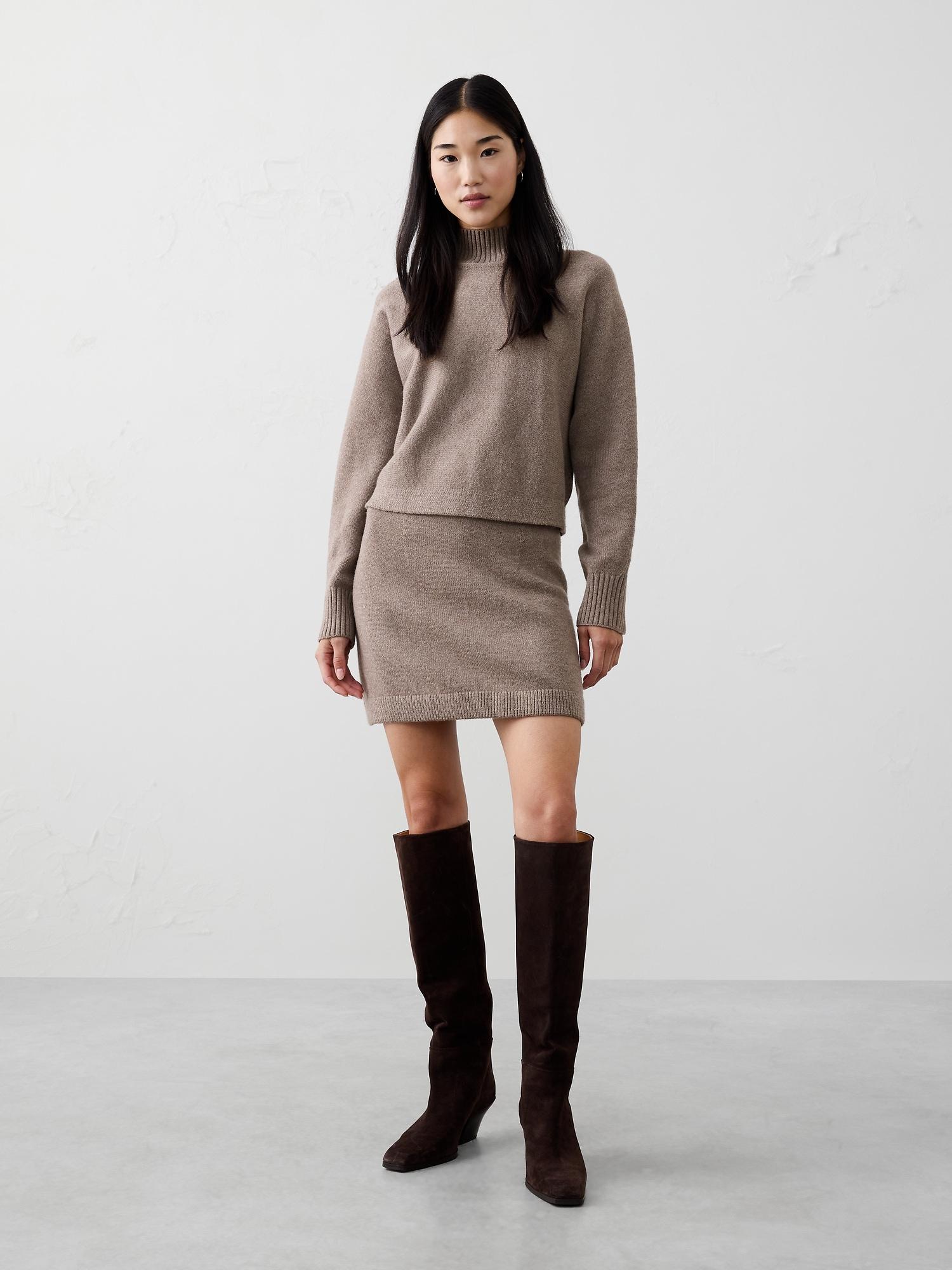 ribbed mini sweater skirt