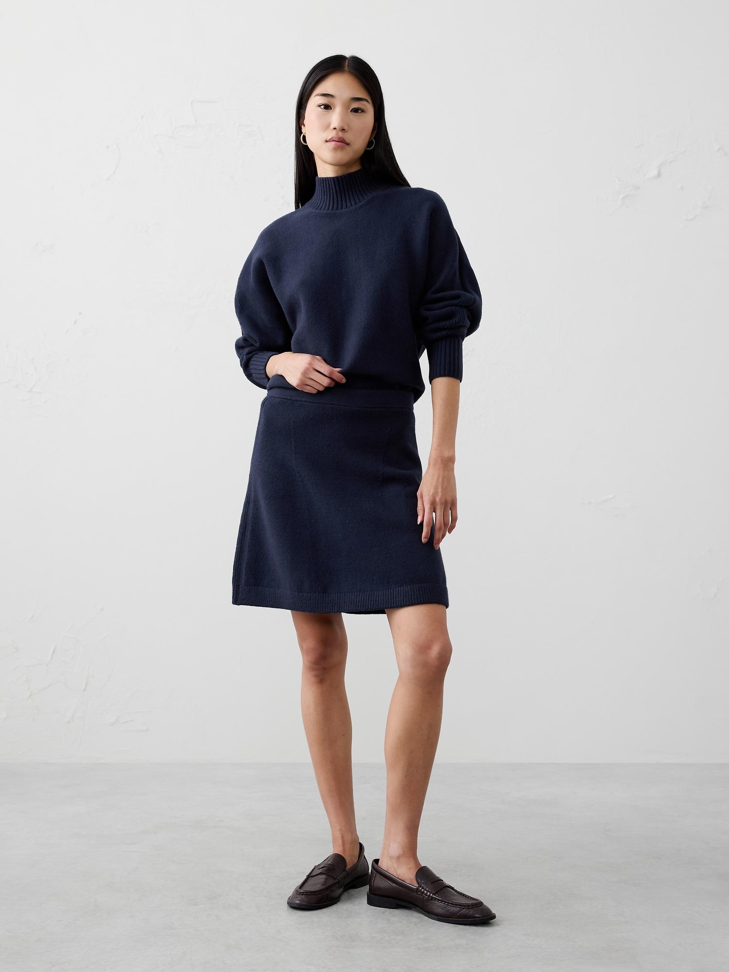 ribbed mini sweater skirt