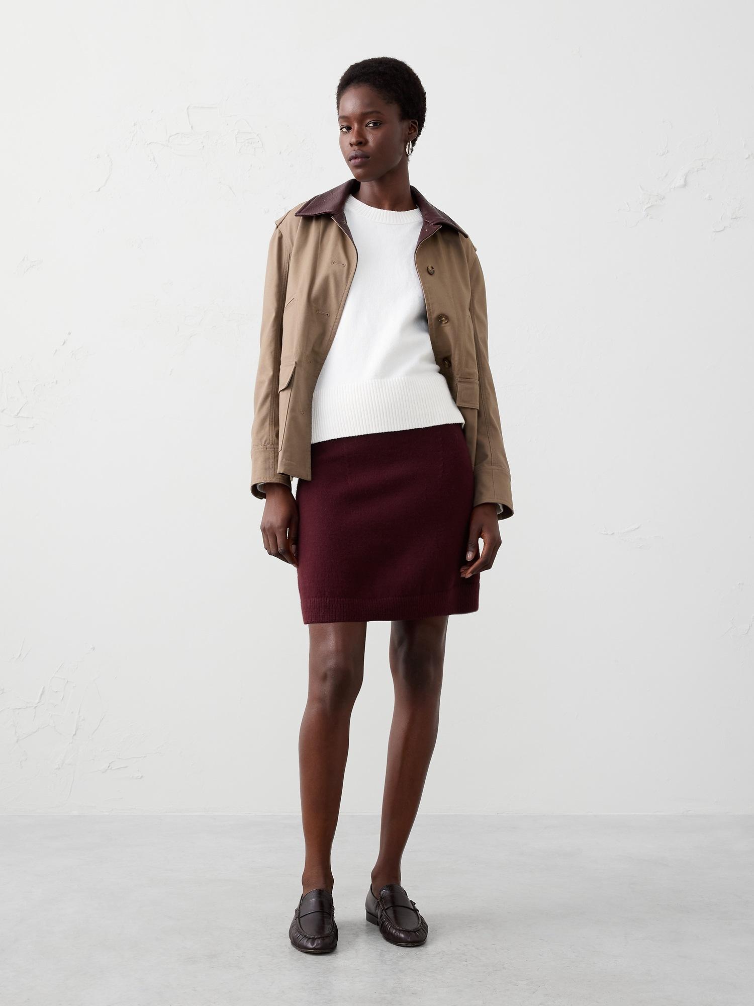 ribbed mini sweater skirt