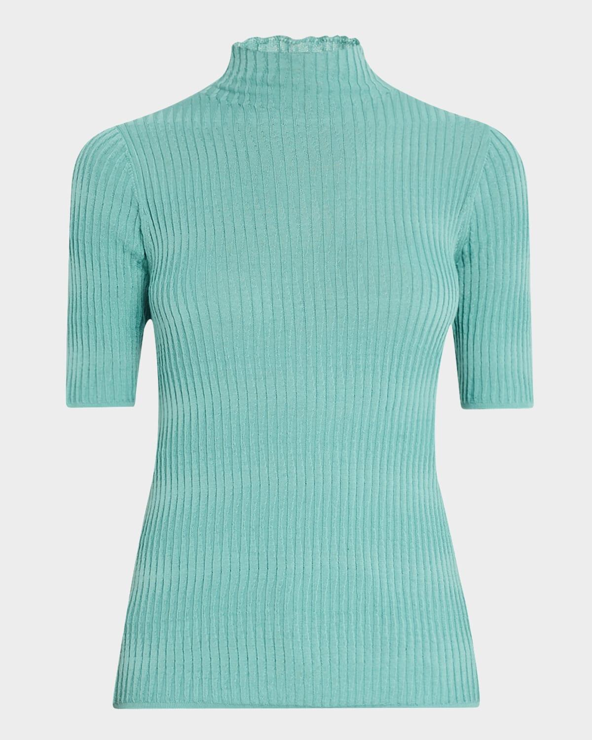ribbed mock-neck cotton top