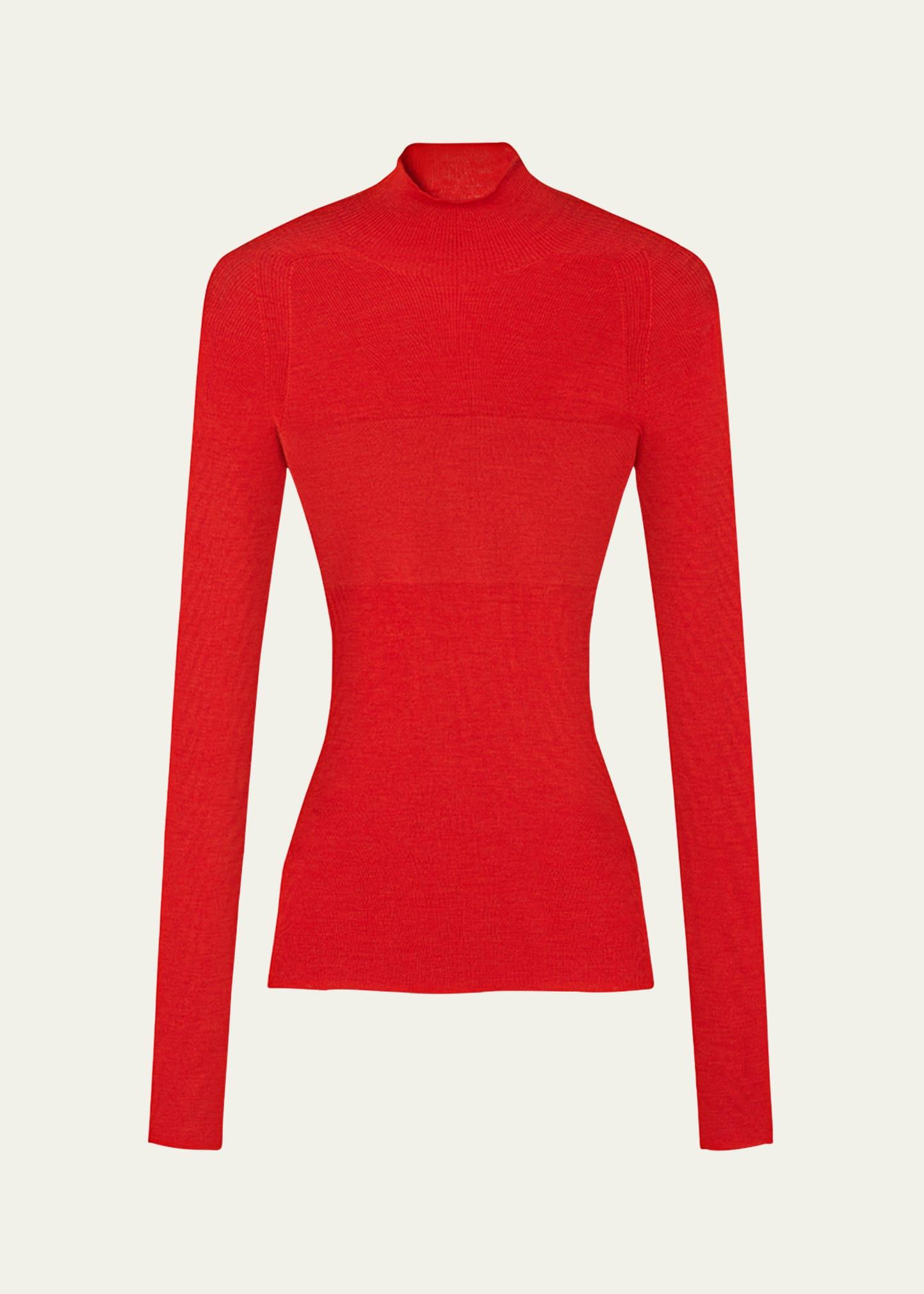 ribbed mock-neck sweater