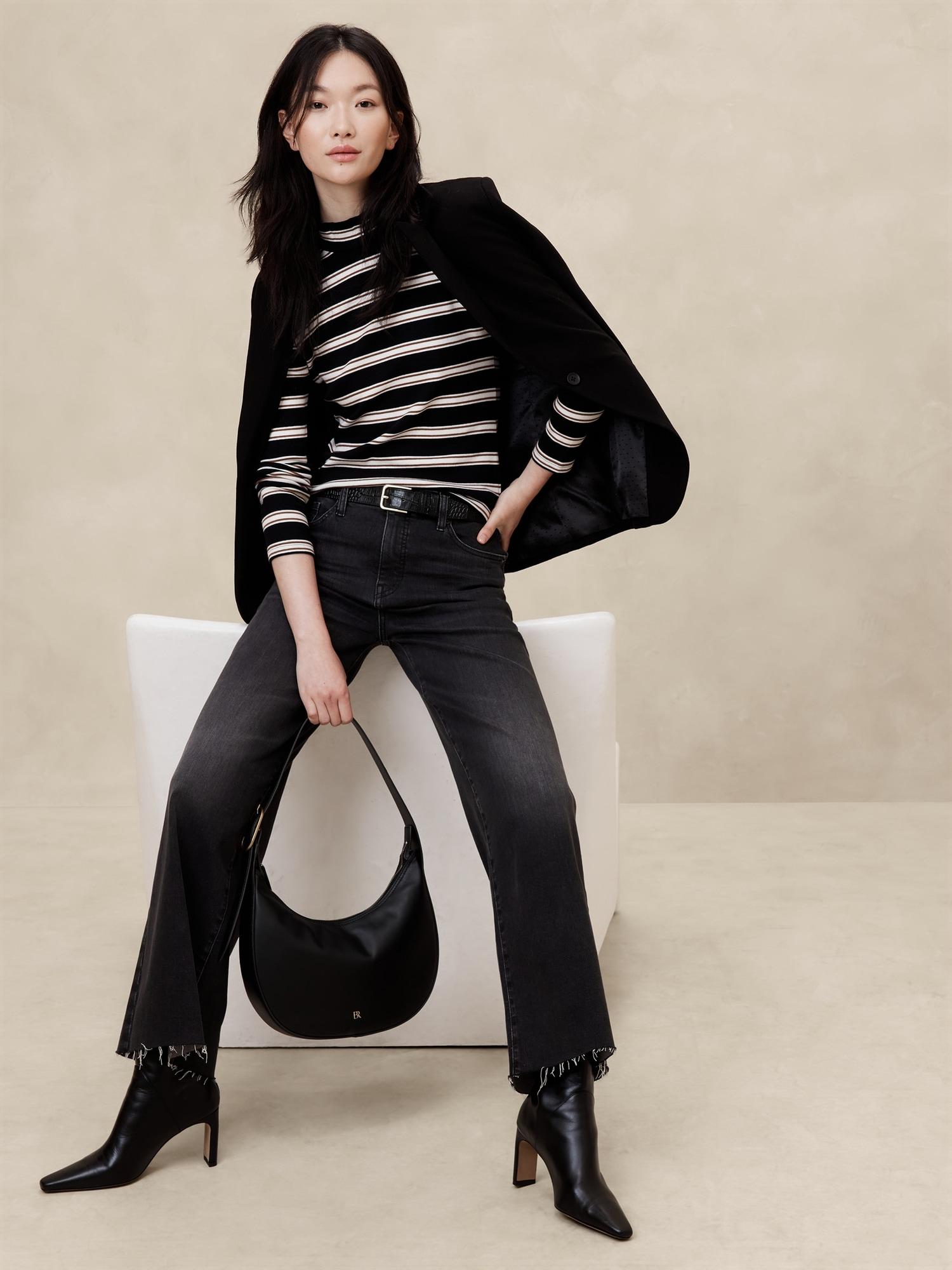 ribbed mock-neck t-shirt