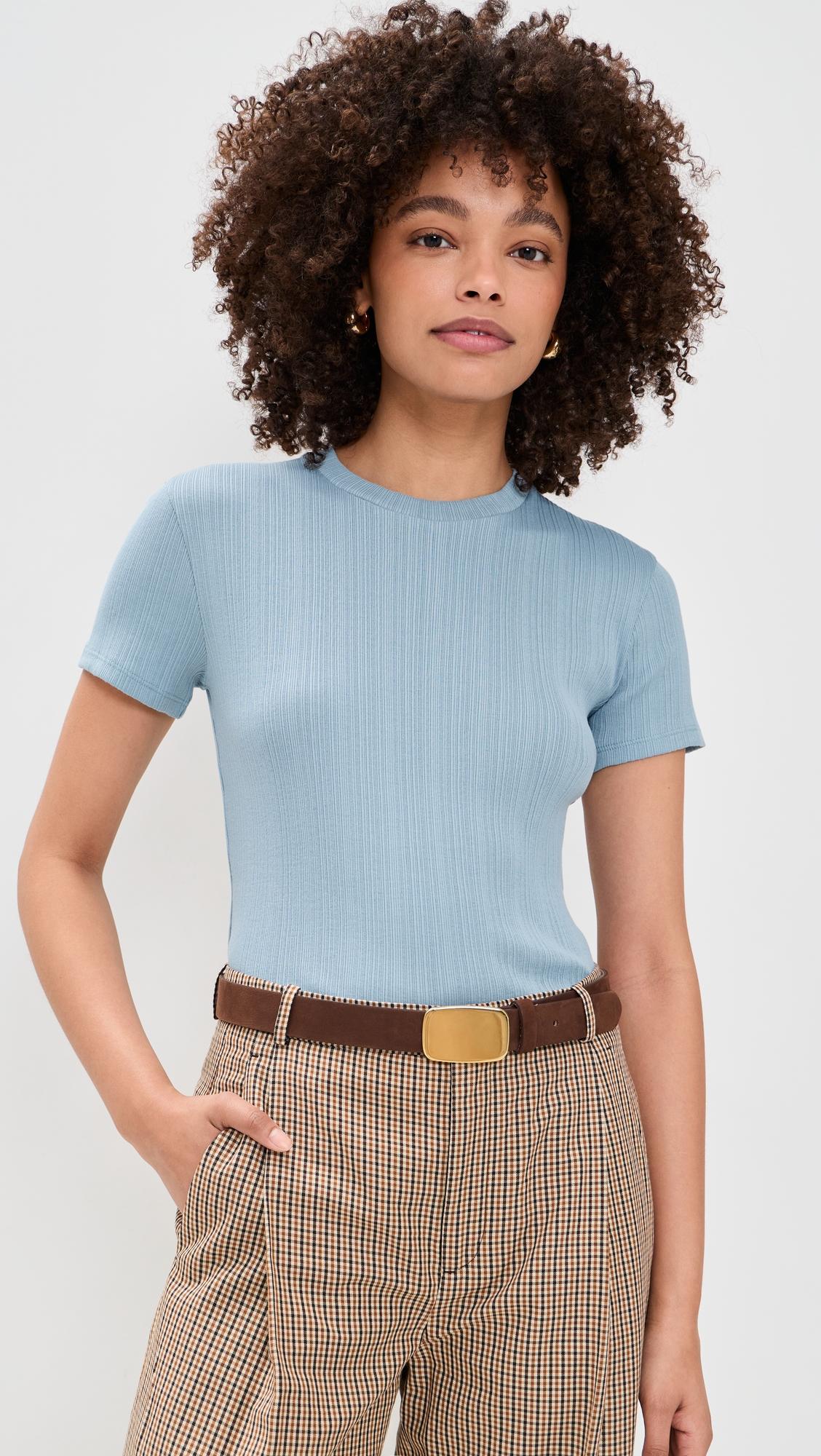 ribbed mock neck tee