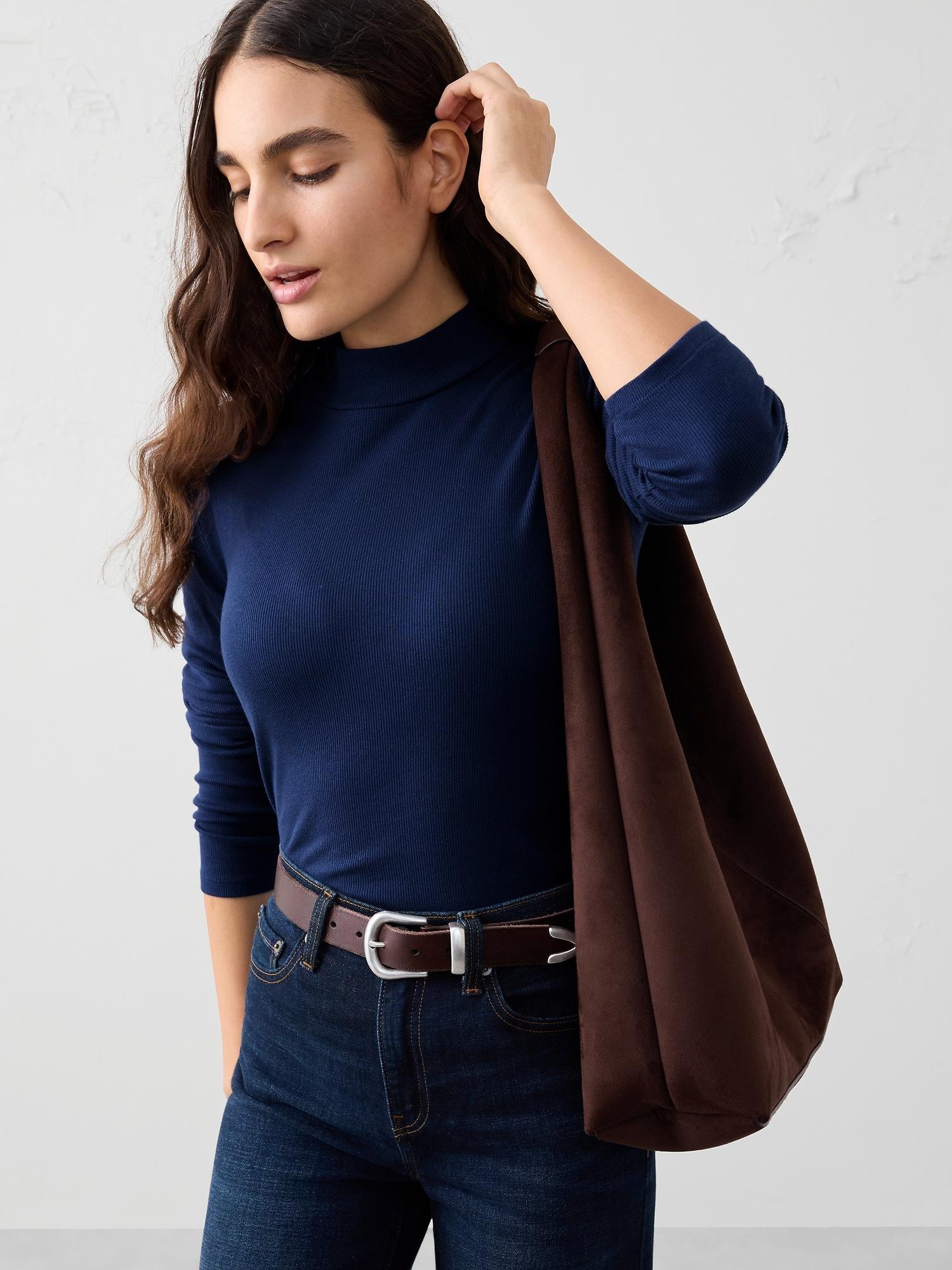 ribbed mock-neck top