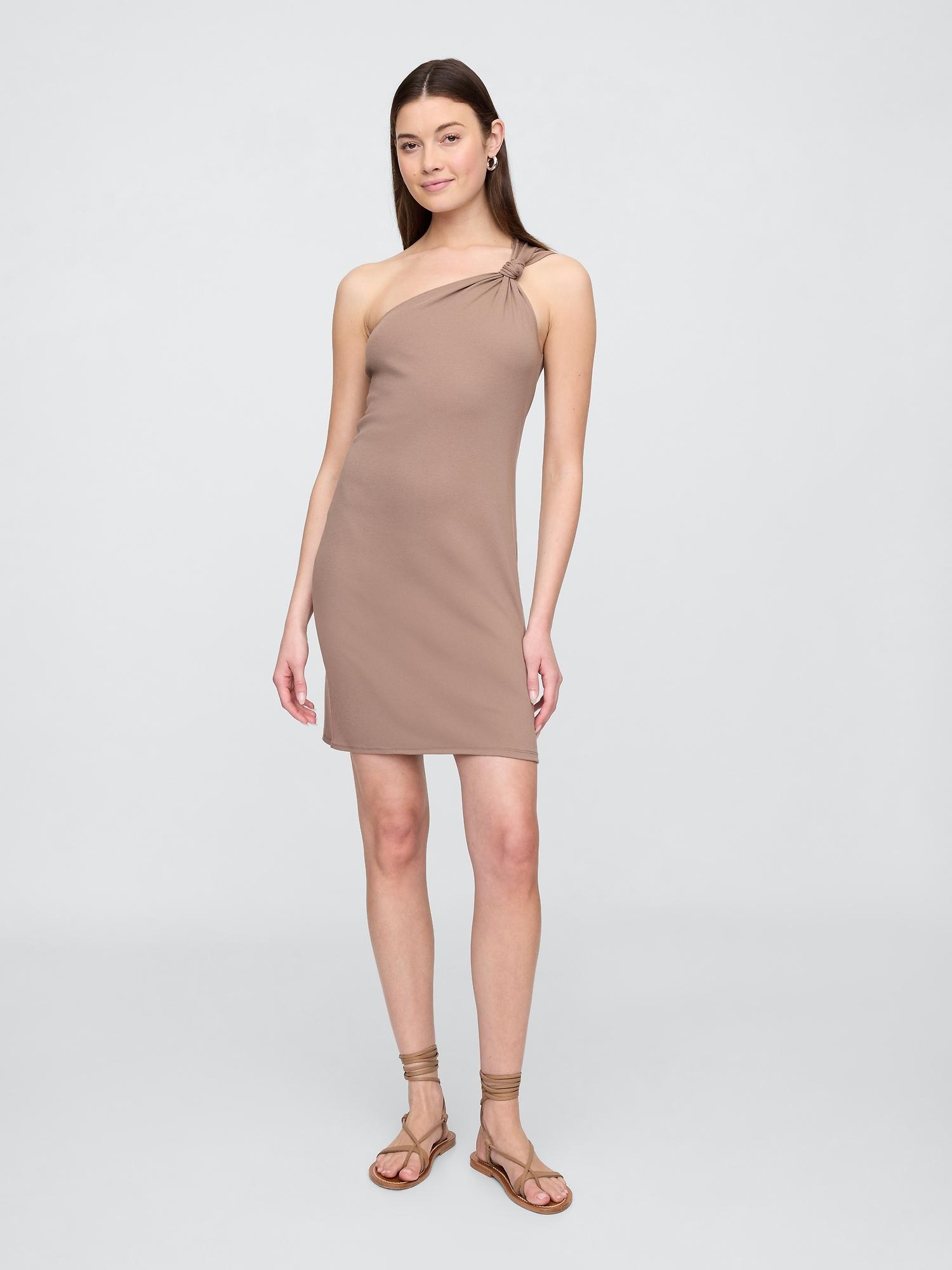 ribbed one-shoulder mini dress