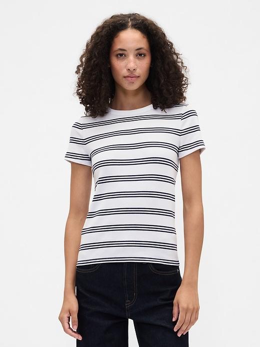 ribbed pointelle crewneck t-shirt