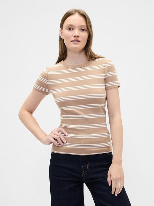 ribbed pointelle crewneck t-shirt