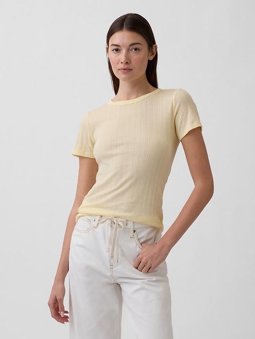 ribbed pointelle crewneck t-shirt