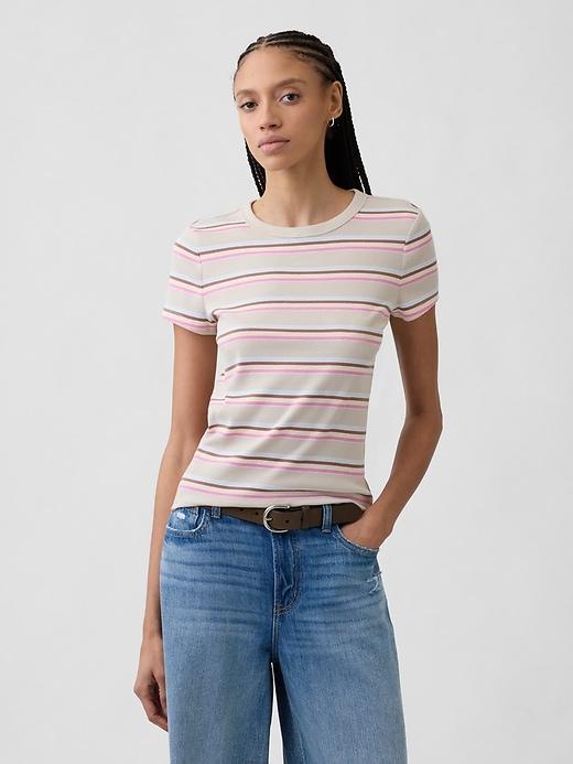 ribbed pointelle crewneck t-shirt