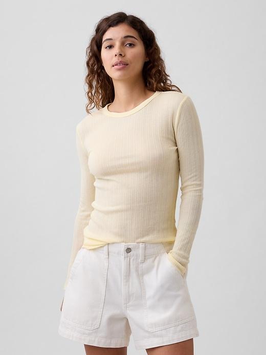 ribbed pointelle crewneck t-shirt