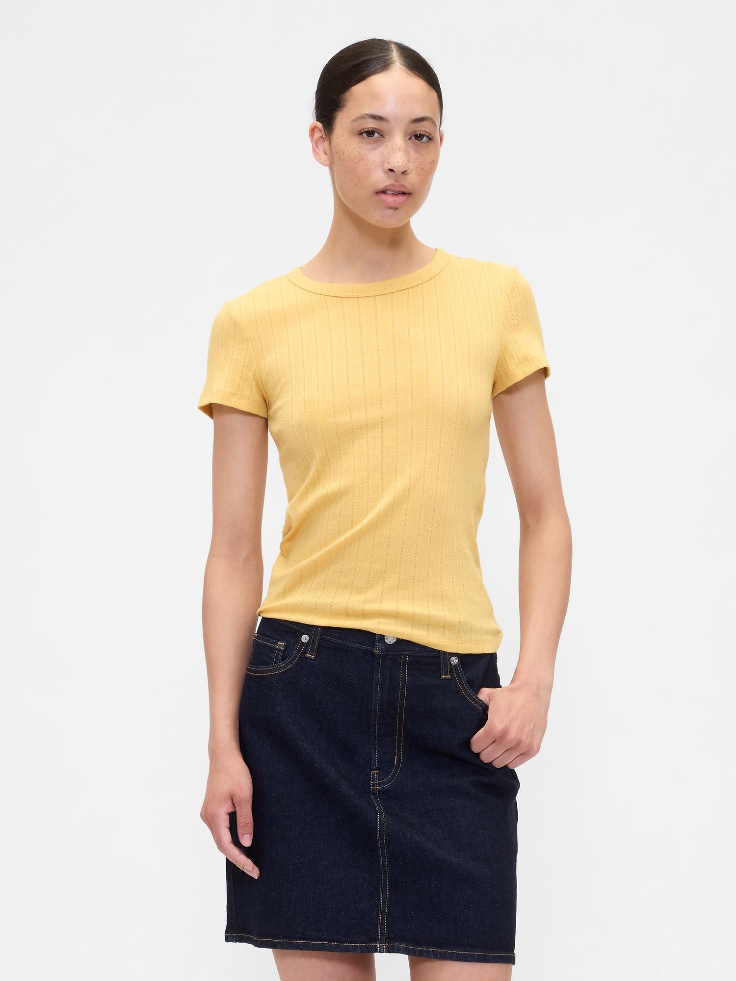 ribbed pointelle crewneck t-shirt