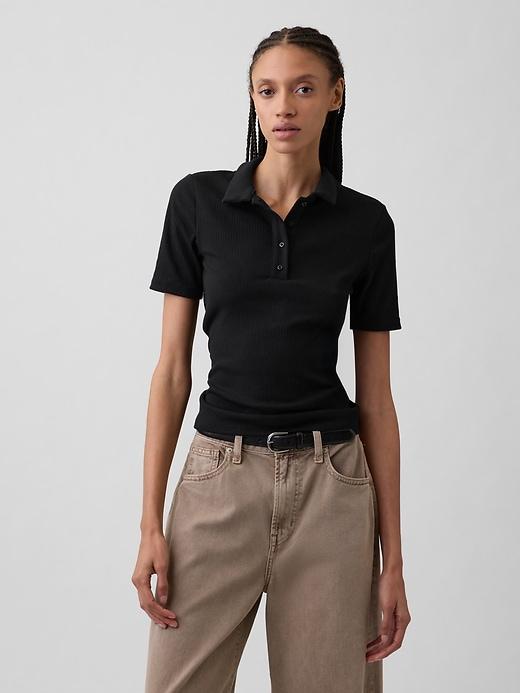 ribbed polo shirt