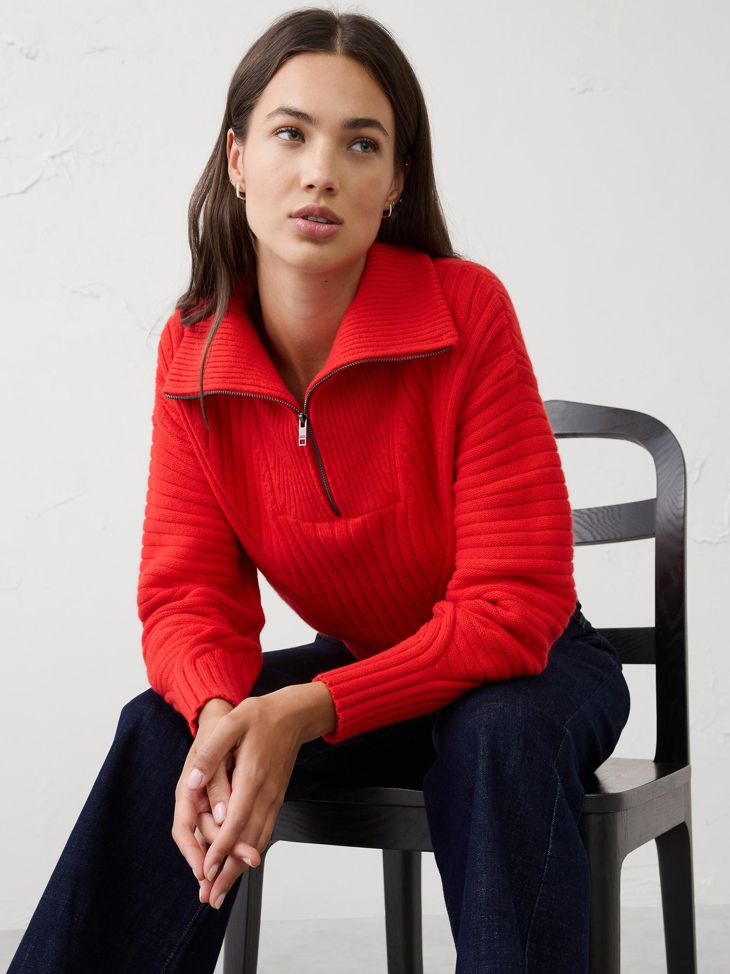 ribbed quarter-zip sweater
