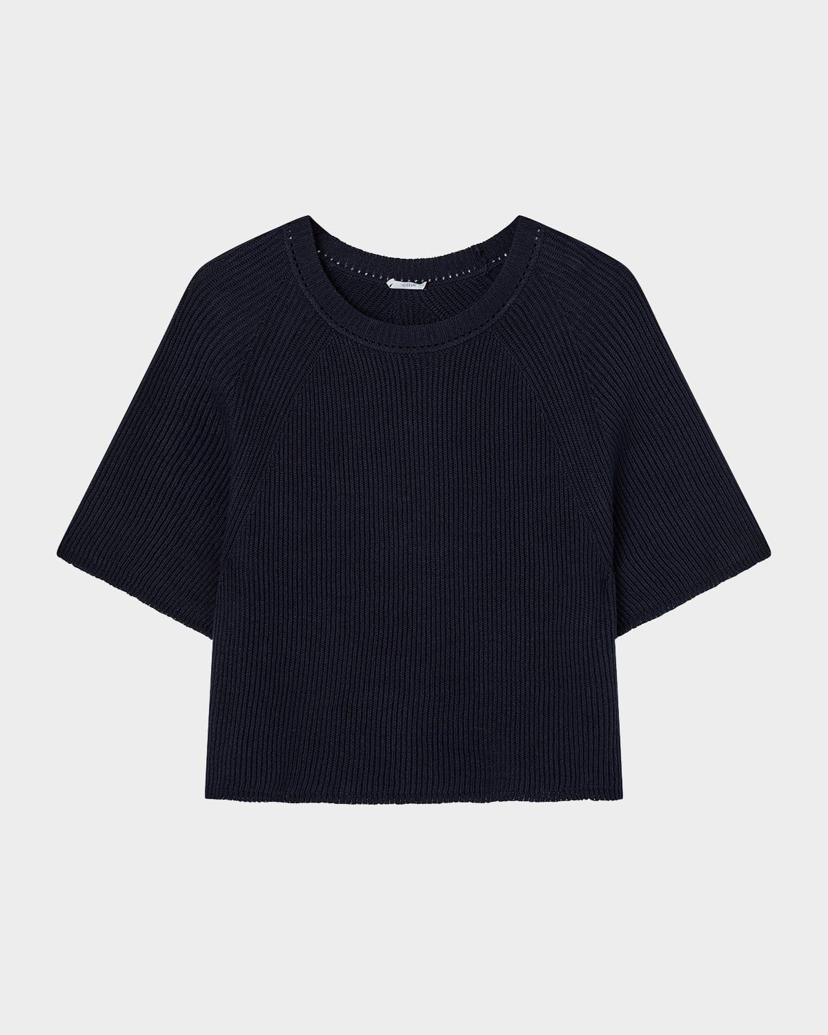 ribbed raglan-sleeve top