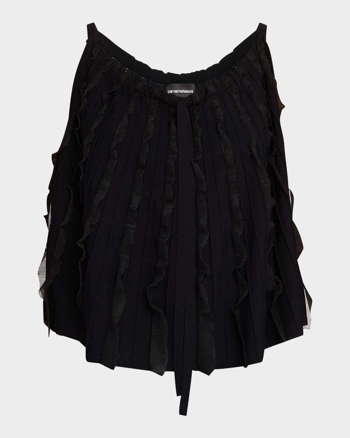 ribbed ruffle-trim halter tank