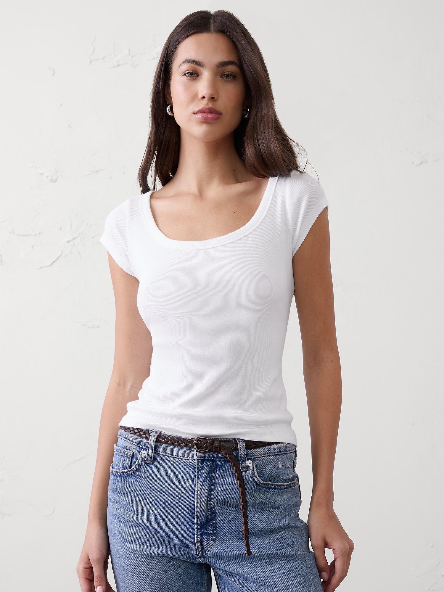 ribbed scoop-neck t-shirt