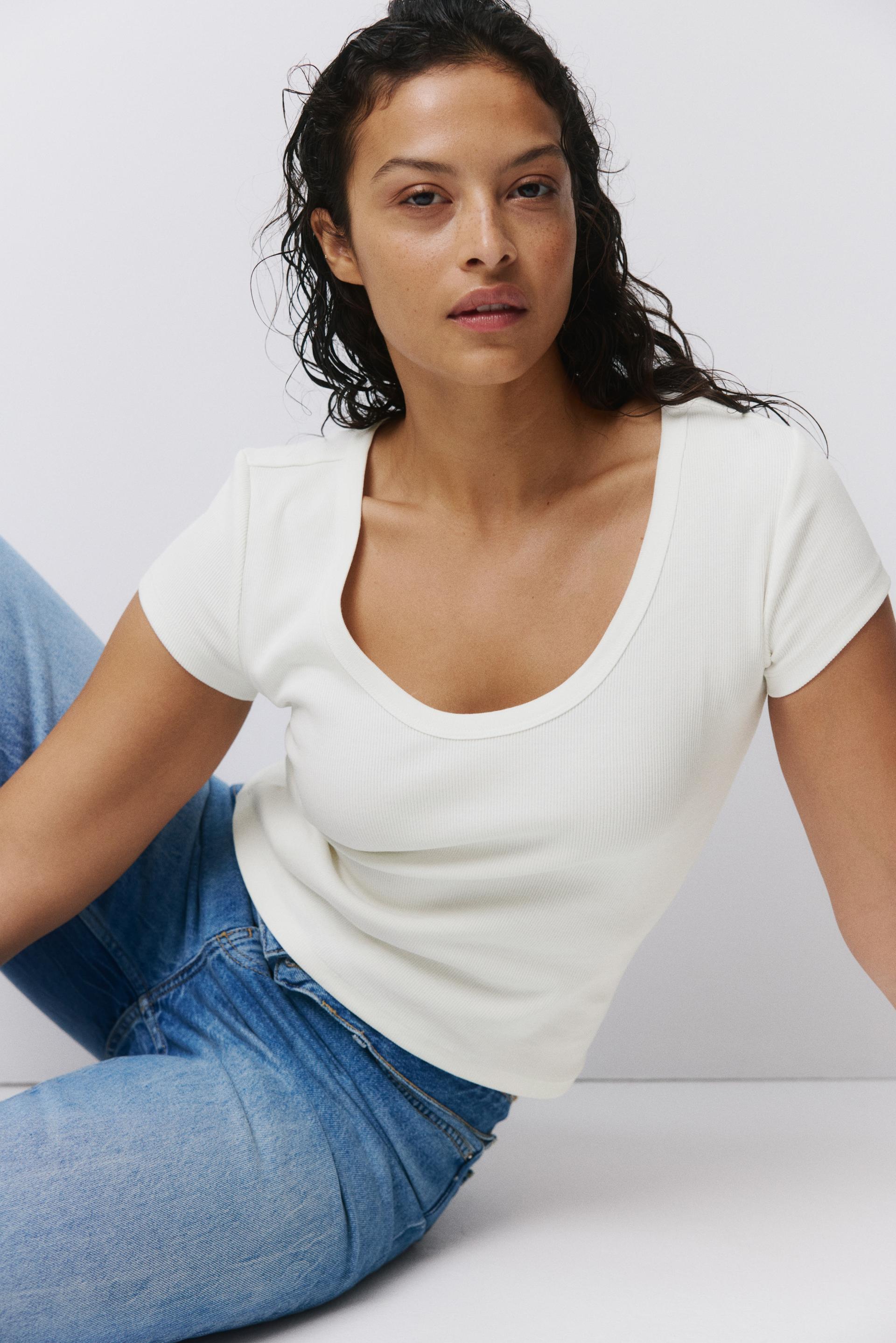 ribbed scoop-neck t-shirt