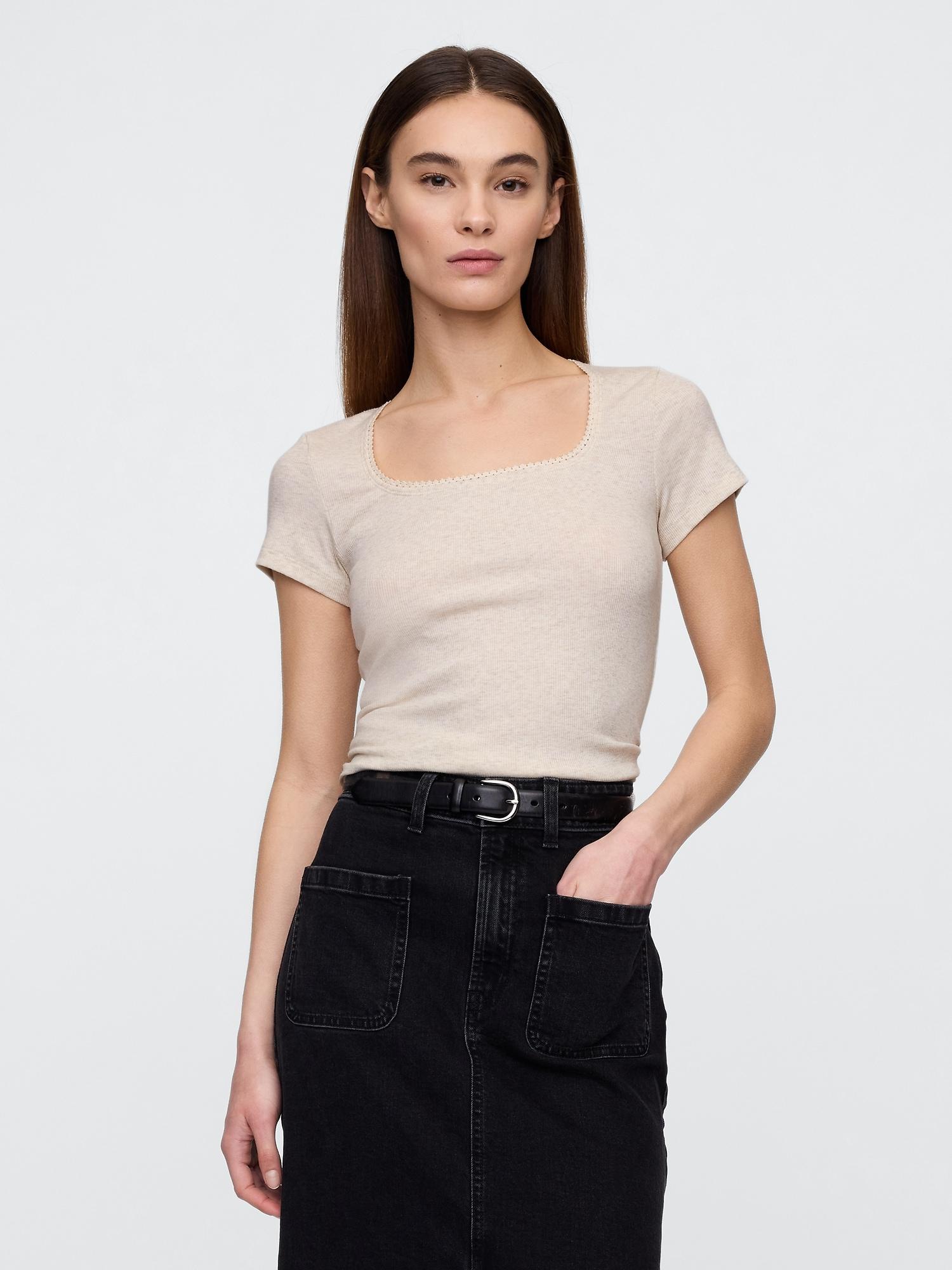 ribbed scoopneck top