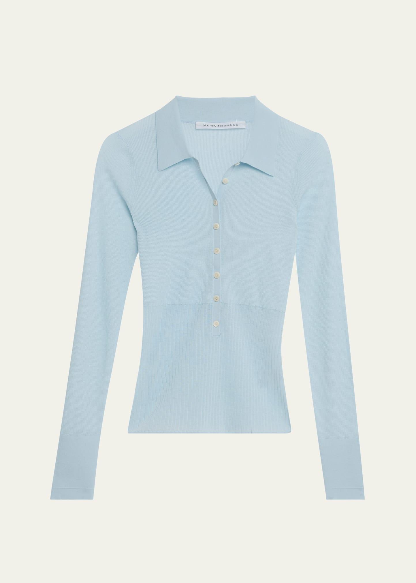 ribbed sheer polo shirt