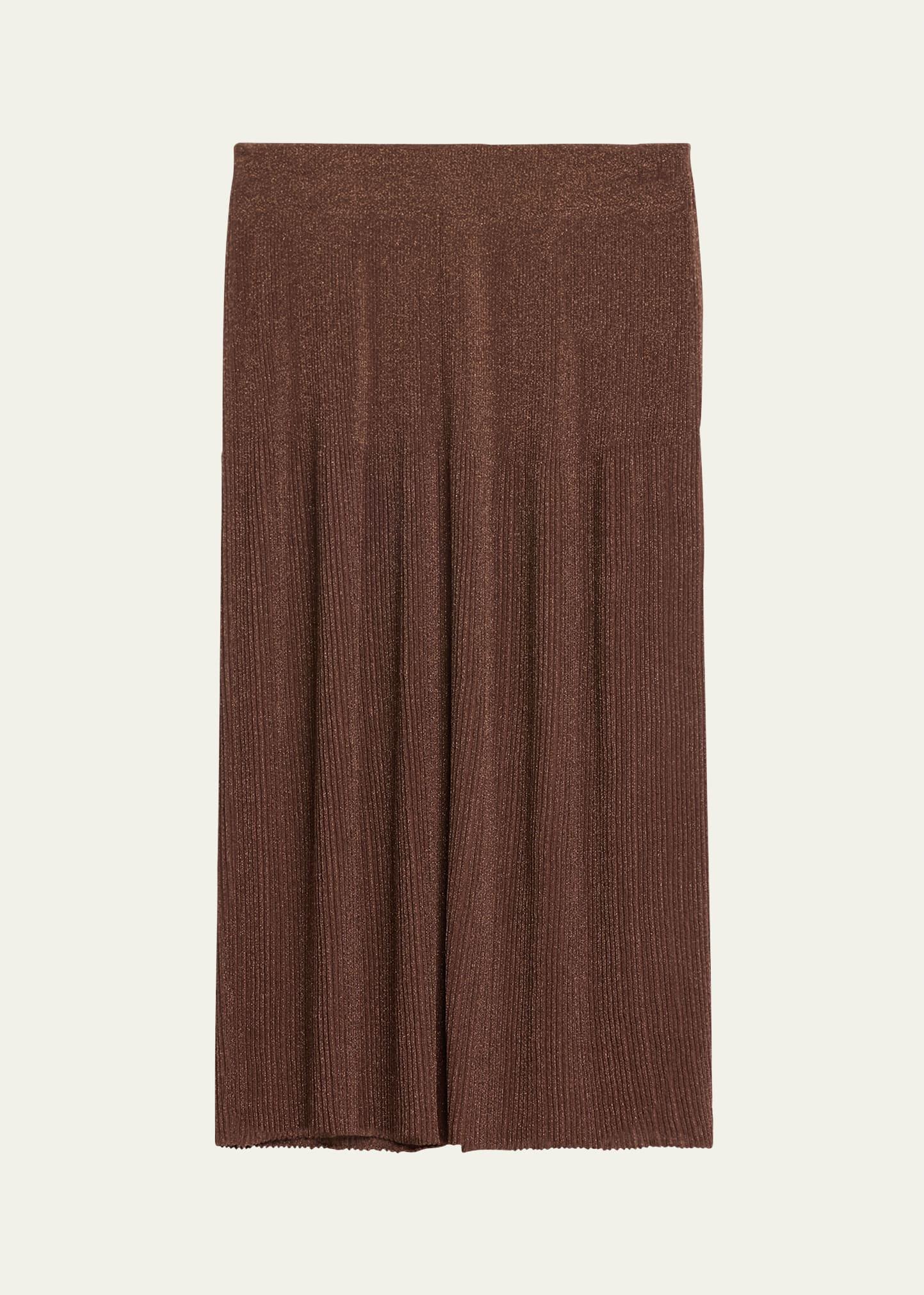 ribbed shimmer knit midi skirt