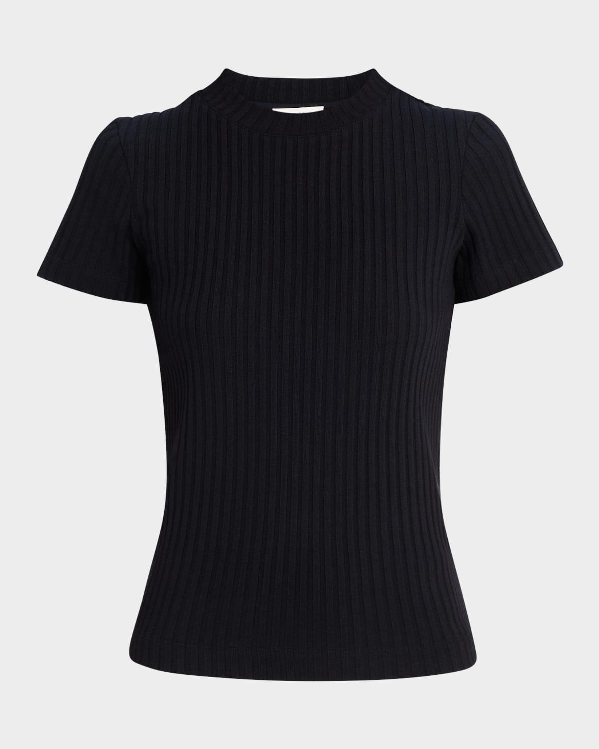 ribbed short-sleeve crewneck top