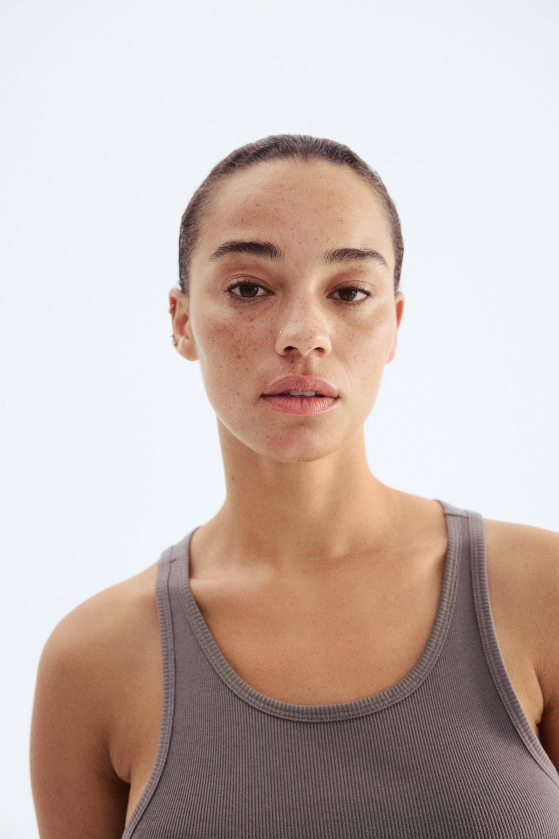 ribbed silk-blend tank top