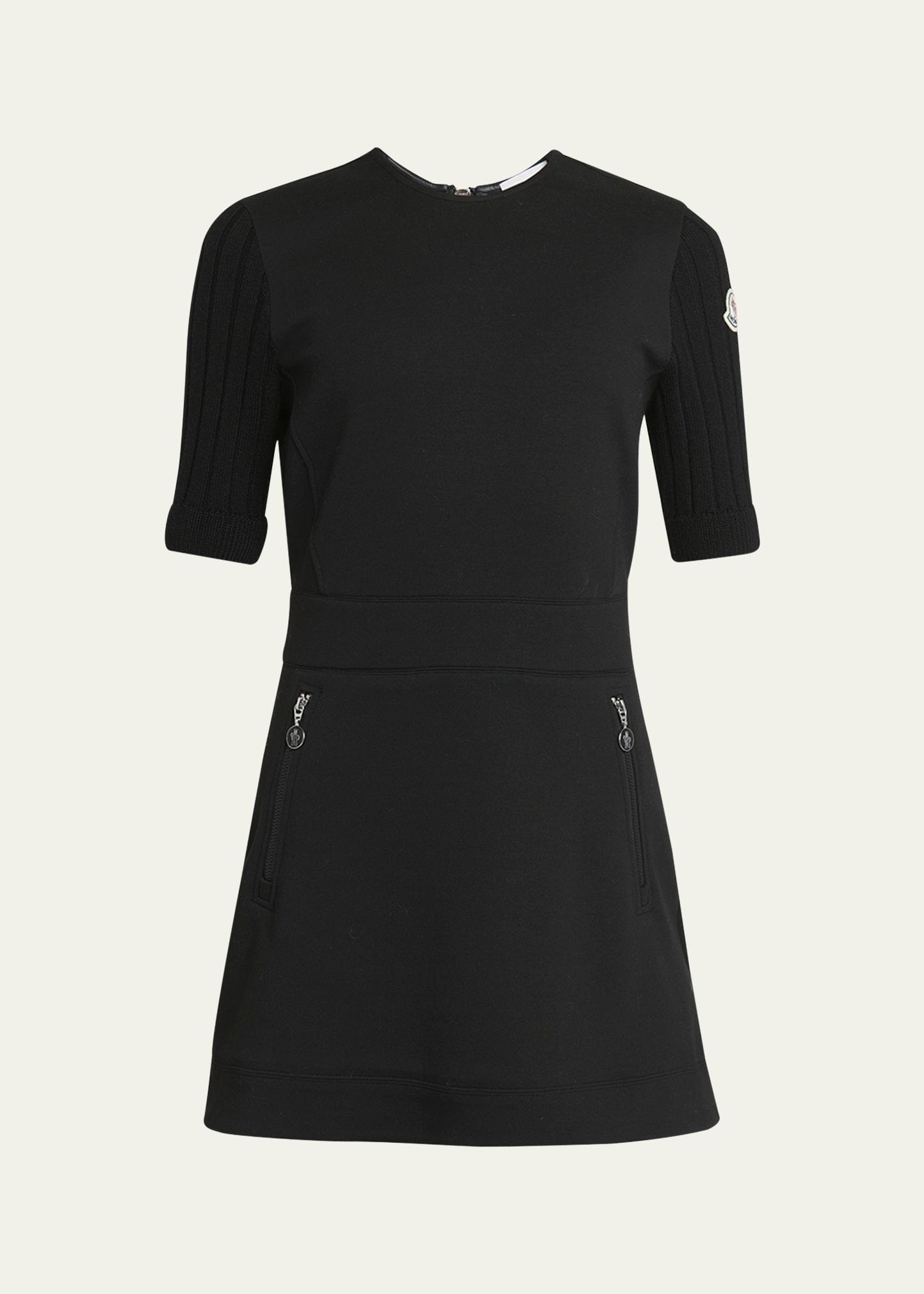 ribbed sleeve jersey mini dress