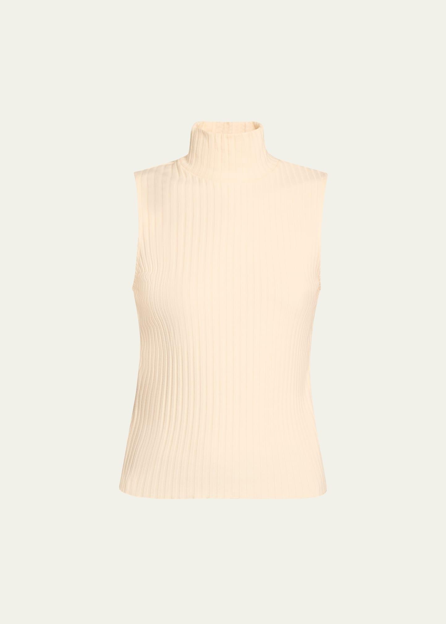 ribbed sleeveless turtleneck top