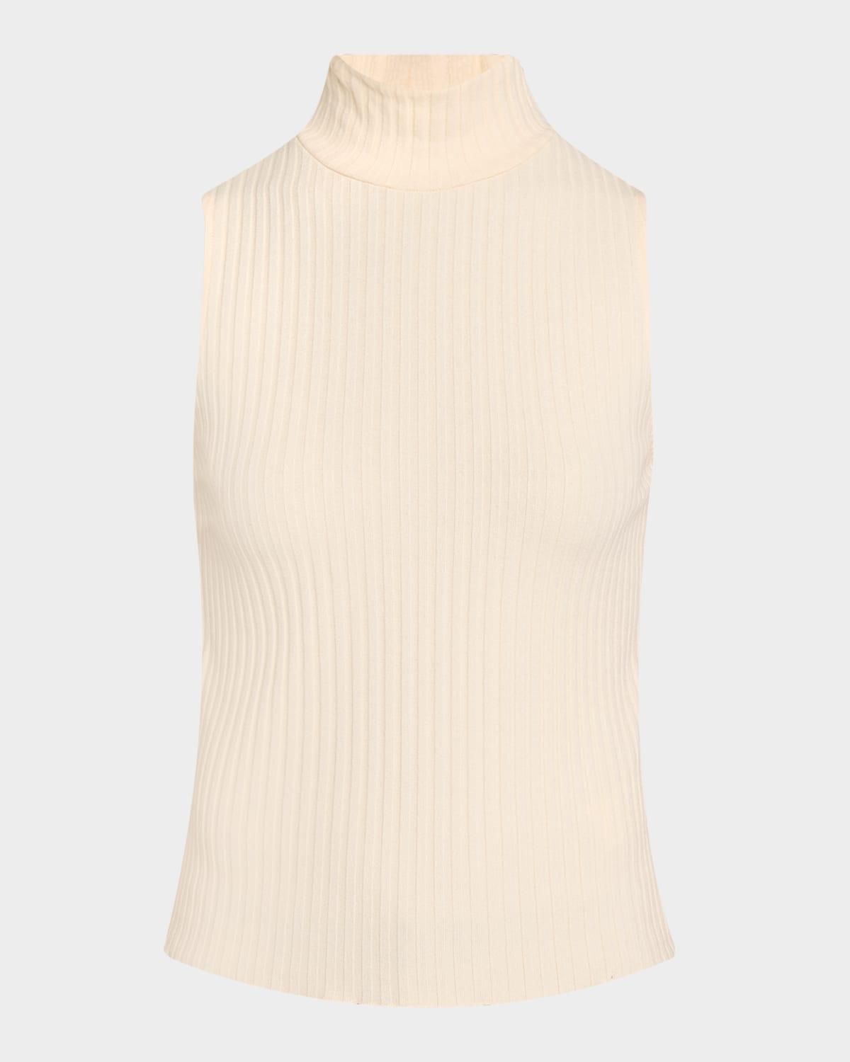 ribbed sleeveless turtleneck top