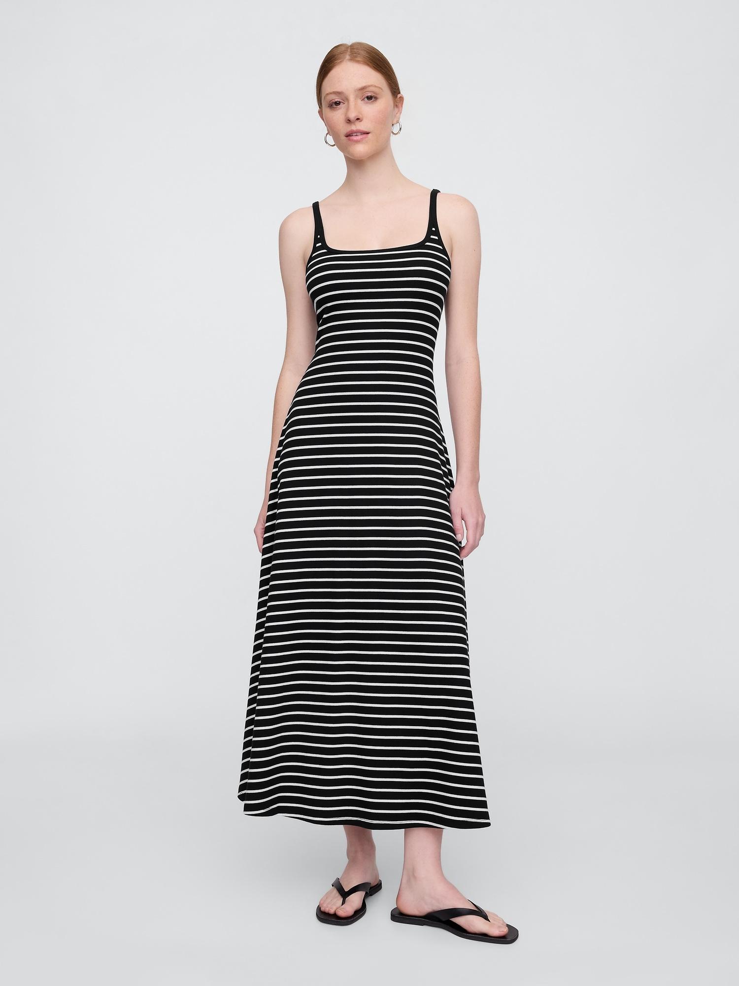 ribbed squareneck midi dress