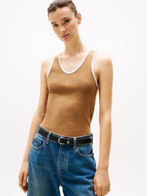 ribbed stretch-cotton v-neck tank