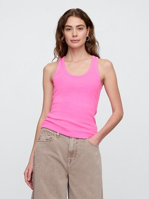 ribbed stripe scoopneck tank top