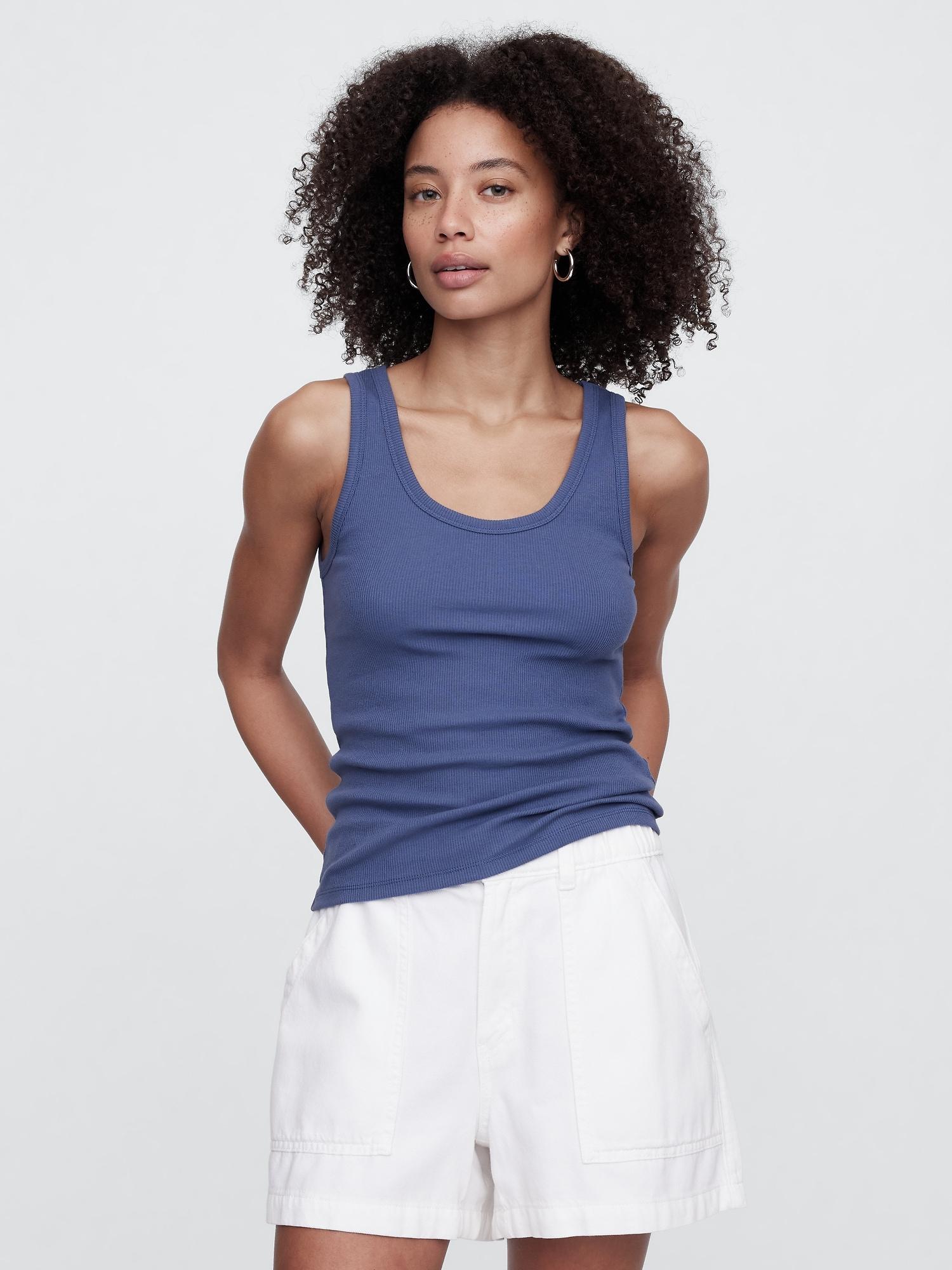 ribbed stripe scoopneck tank top