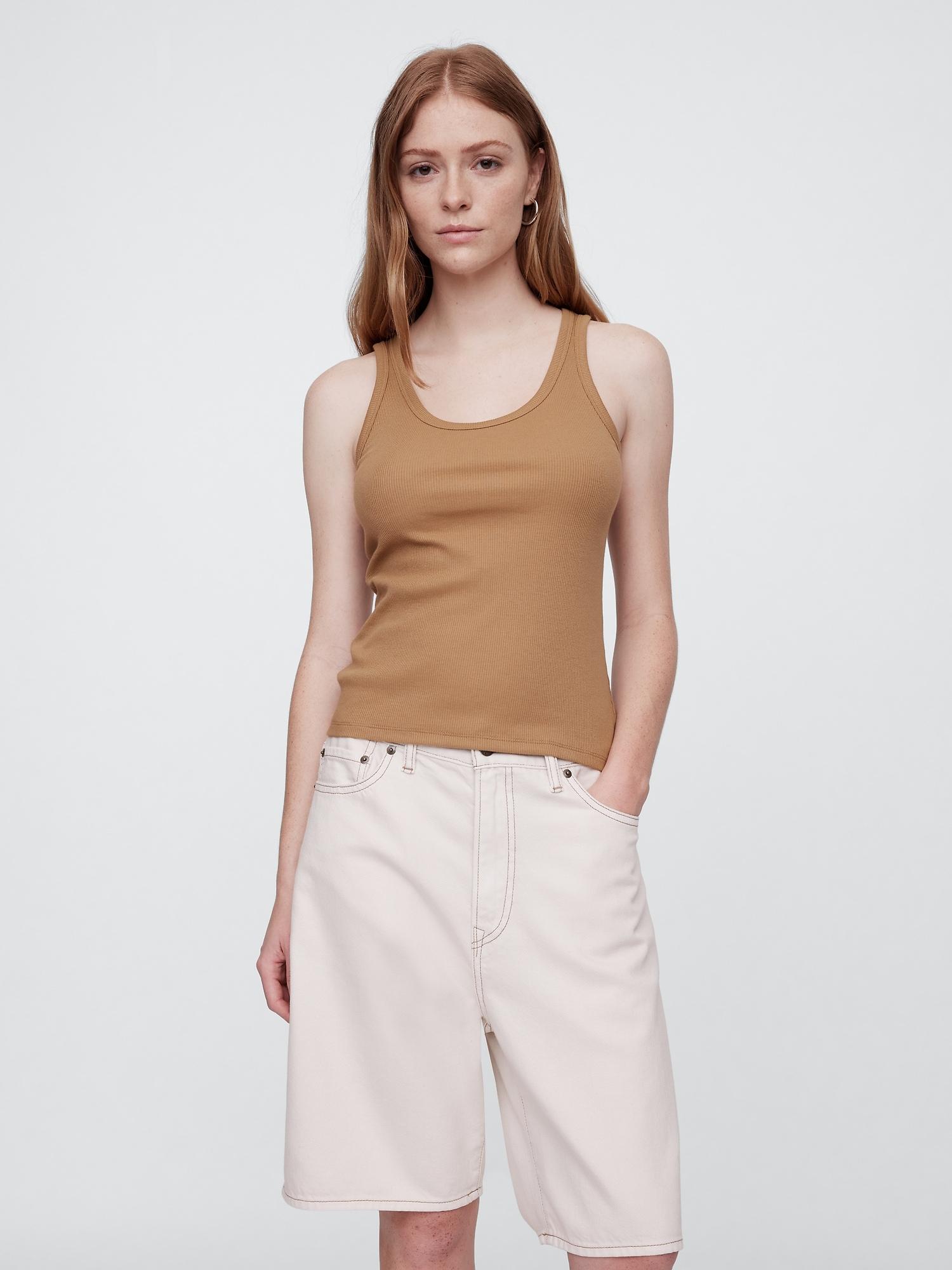 ribbed stripe scoopneck tank top